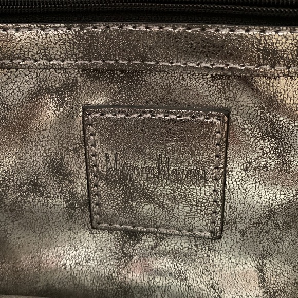 EUC Neiman Marcus faux leather distressed metallic silver finish tote bag - Picture 10 of 11